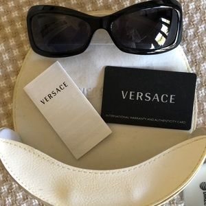Versace Black Sunglasses, Gray Lenses